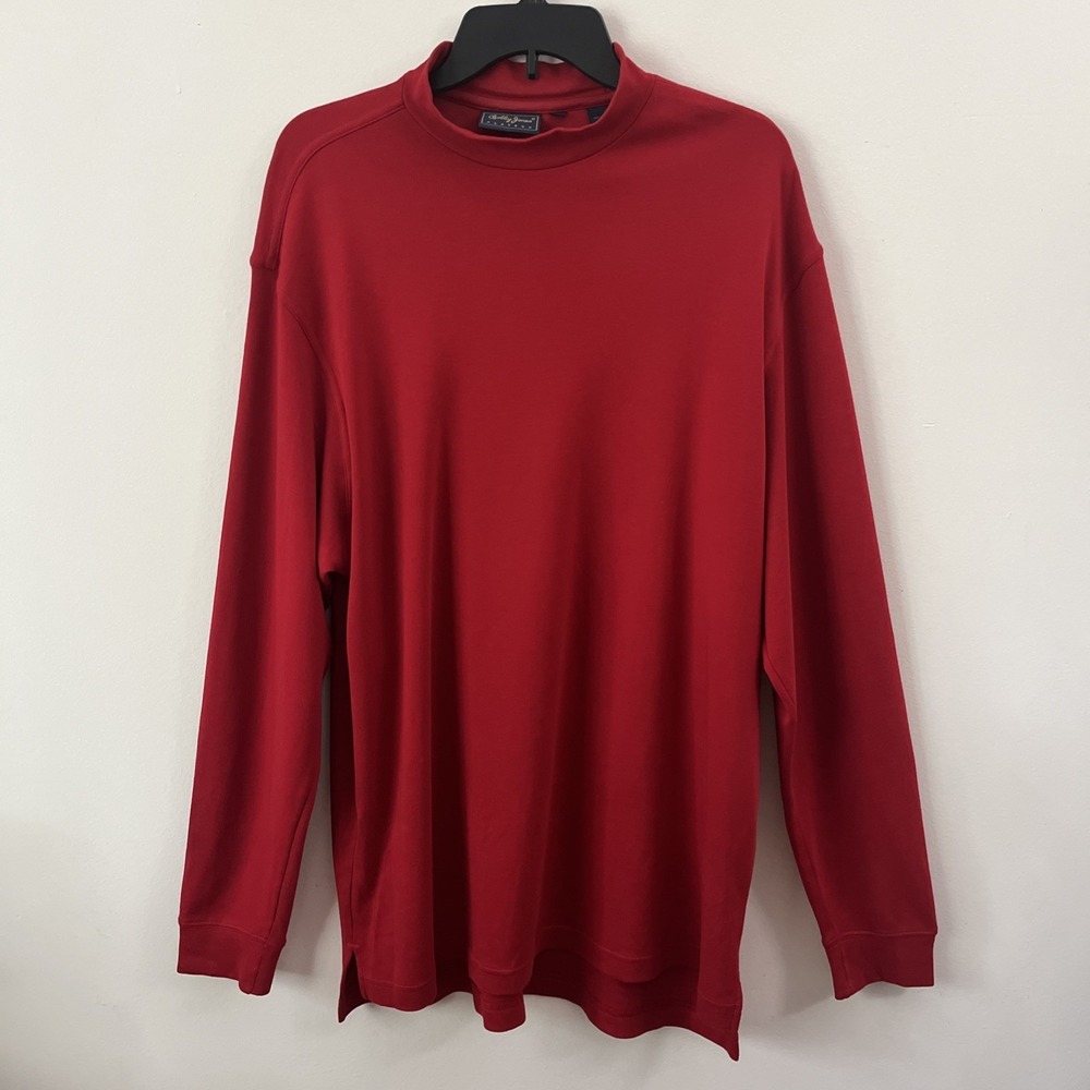 Bobby Jones Players Long Sleeve Mock Neck Shirt Red Large Golf Quiet Luxury